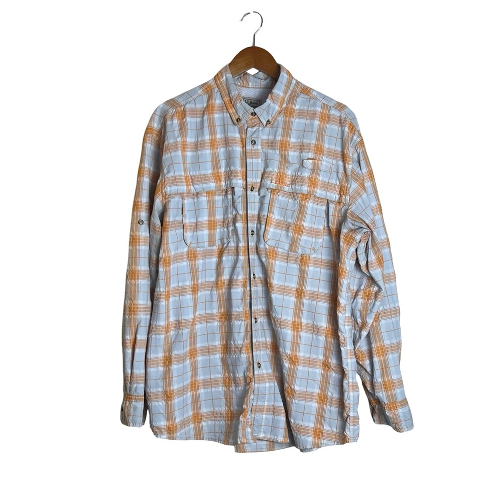L.L. Bean Men's Long-Sleeve Plaid Fishing Shirt. Size x large